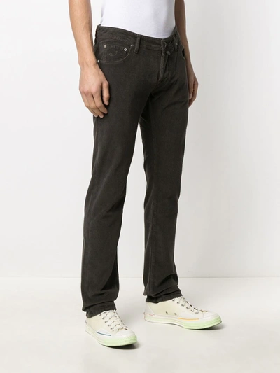 Shop Jacob Cohen Corduroy Straight-leg Trousers In Brown