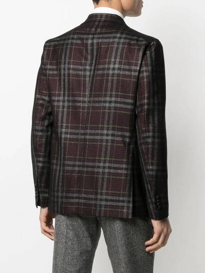 Shop Tagliatore Double-breasted Checked Blazer In Black