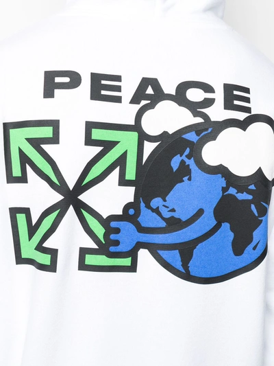 Shop Off-white Peace Worldwide Hoodie In White