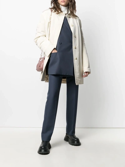 Pre-owned Gianfranco Ferre 1990s Concealed Fastening Thigh-length Coat In Neutrals