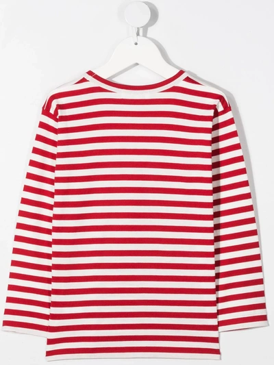 Shop Comme Des Garçons Play Heart-patch Striped T-shirt In Red