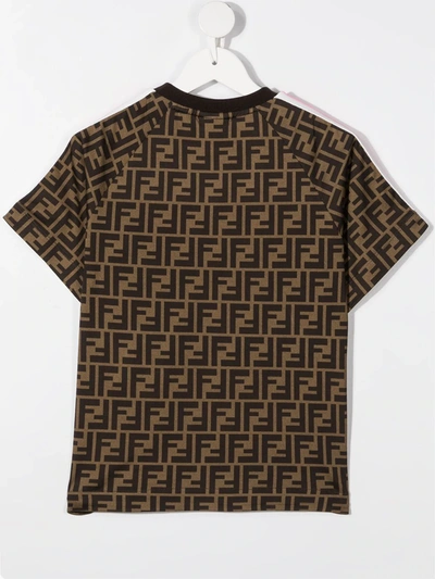 Shop Fendi Logo-appliqué T-shirt In Brown