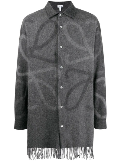 Shop Loewe Anagram Blanket Shirt In Grey