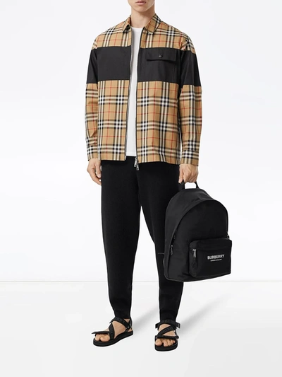 Shop Burberry Stripe Detail Zip-fastening Jacket In Neutrals