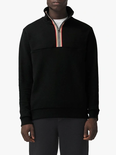 Shop Burberry Stripe-detail Funnel-neck Jumper In Black