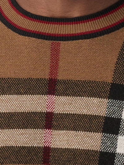 Shop Burberry Check Print Jumper In Brown