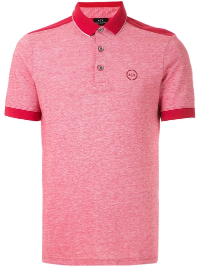 Shop Armani Exchange Logo Detail Polo Shirt In Red
