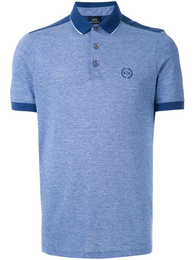 Shop Armani Exchange Logo Detail Polo Shirt In Blue