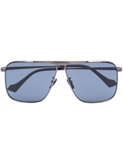 Shop Gucci Gg0840s1 Aviator-frame Sunglasses In Black