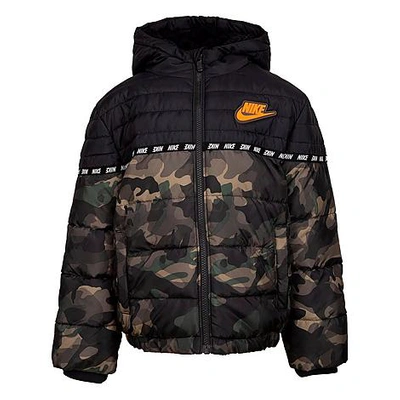 Shop Nike Boys' Little Kids' Taped Colorblock Puffer Jacket In Black