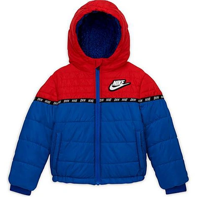Shop Nike Boys' Toddler Sportswear Taped Colorblock Puffer Jacket In Blue