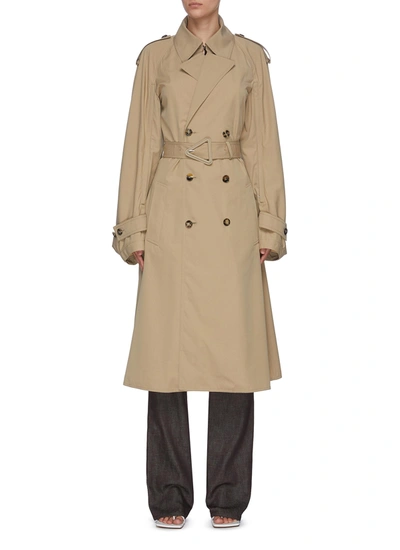 Shop Bottega Veneta Origami Sleeve Double Breast Trench Coat In Neutral