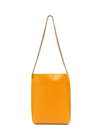 Shop Saint Laurent Chain Strap Leather Hobo Bag In Orange