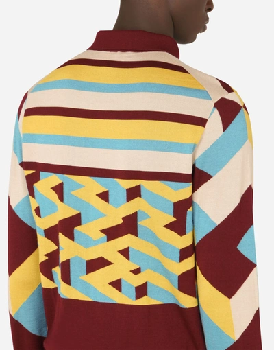 Shop Dolce & Gabbana Silk/cashmere Inlaid Polo Shirt In Multicolor