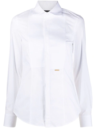 Shop Dsquared2 Logo-plaque Long-sleeve Shirt In White