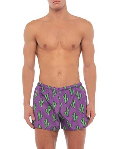 Shop Yes I Am Man Swim Trunks Purple Size Xl Polyester