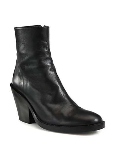 Ann Demeulemeester Leather Mid-heel Ankle Boots In Black