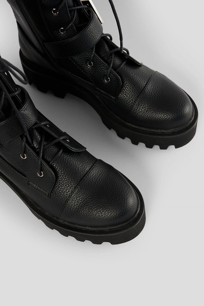 Shop Na-kd Buckled Combat Boots - Black