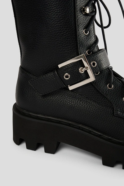 Shop Na-kd Buckled Combat Boots - Black