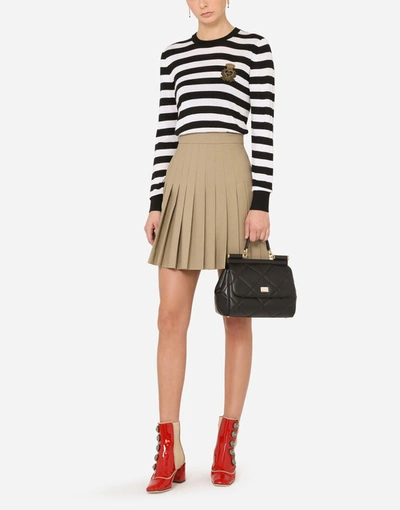 Shop Dolce & Gabbana Striped Crew-neck Sweater In Silk And Cashmere With Logo Detail