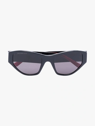 Shop Balenciaga Black And Red Cat Eye Sunglasses