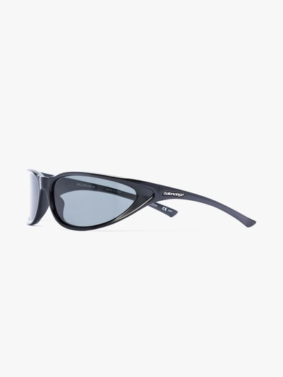 Shop Balenciaga Black Fast Rectangle Sunglasses