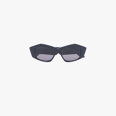 Shop Balenciaga Black Angular Sunglasses