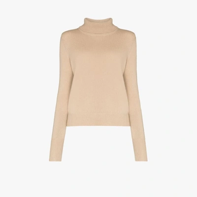 Shop Joseph Cashmere Roll Neck Sweater In Neutrals