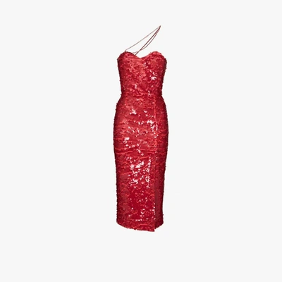Shop Anouki Ava Sequinned Midi Dress In Red