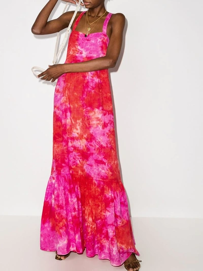 Shop Honorine Athena Linen Maxi Dress In Pink