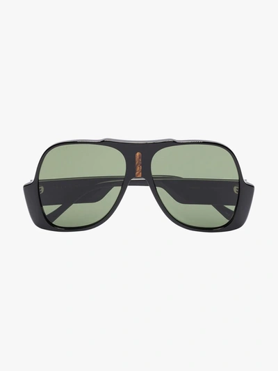 Shop Gucci Black Tortoiseshell Oversized Aviator-style Sunglasses