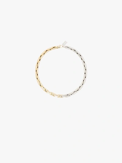 Lauren Rubinski 14k Yellow And White Gold Medium Square Link Necklace In Silver