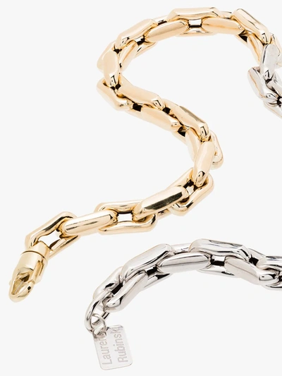 Lauren Rubinski 14k Yellow And White Gold Medium Square Link Necklace In Silver