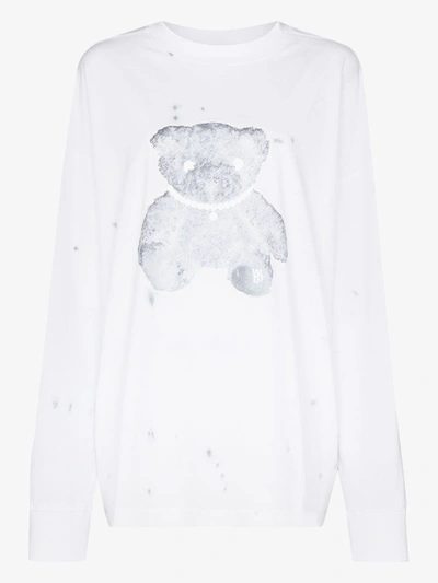Shop We11 Done Teddy Bear Cotton Sweatshirt In White