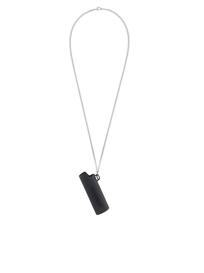 Shop Ambush Logo Lighter Case Necklace In Black Silver