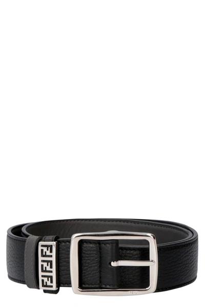 Shop Fendi Reversible Leather Belt In Black