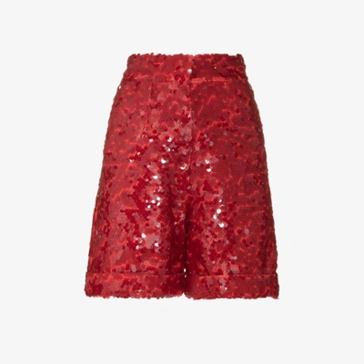 Shop Anouki Catherine Sequin Shorts In Red