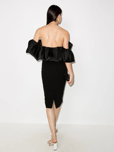 Shop Solace London Raina Off-the-shoulder Midi Dress In Black