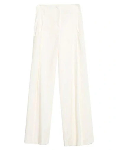 Erika Cavallini Woman Pants White Size 6 Linen, Viscose, Elastane