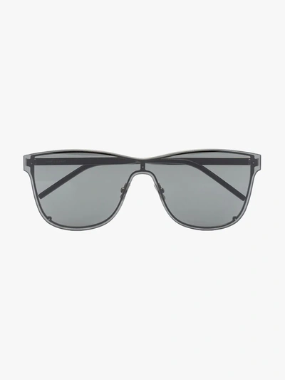 Shop Saint Laurent Black Sl 51 Shield Oversized Sunglasses