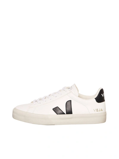 Shop Veja V Logo Sneakers In Campo Extra White Black