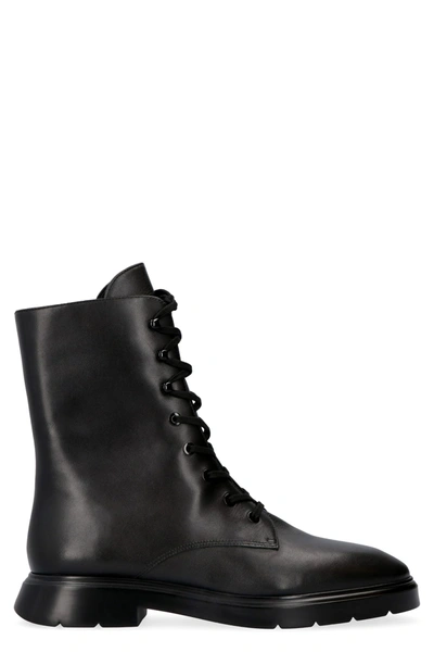 Shop Stuart Weitzman Mckenzee Leather Combat Boots In Black