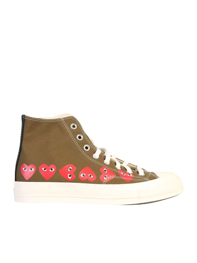 Shop Comme Des Garçons Play Lace Up Sneakers In Green
