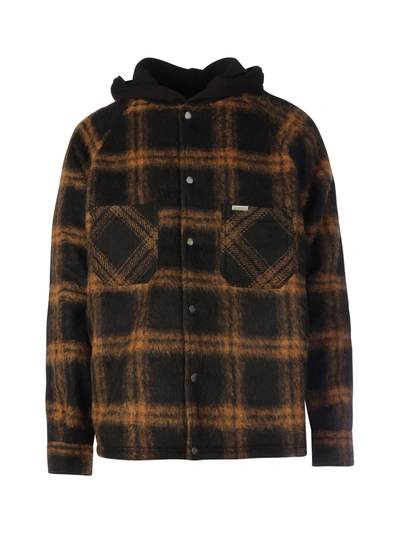 Shop Represent Hooded Overshirt In Rust