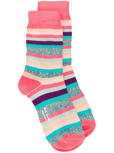 Shop Paul Smith Striped Pattern Socks In Pink