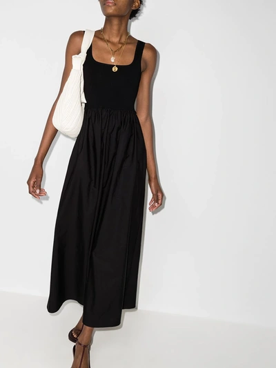 Shop Matteau Gathered-waist Sleeveless Maxi Dress In Black