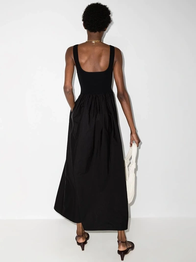 Shop Matteau Gathered-waist Sleeveless Maxi Dress In Black