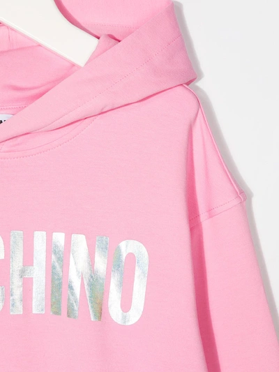 Shop Moschino Logo-print Hoodie In Pink