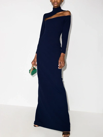 Shop Solace London Ares Cut-out Maxi Dress In Blue