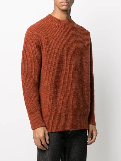 Shop Ymc You Must Create Ribbed Round Neck Jumper In Brown